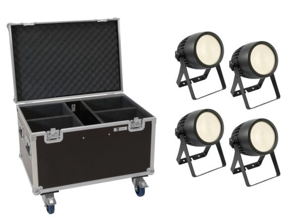 EUROLITE Set 4x LED Theatre COB 200 WW + Case mit Rollen